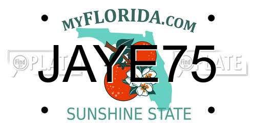 JAYE75 Florida License Plate