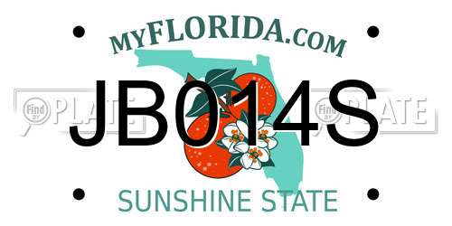 JB014S Florida License Plate