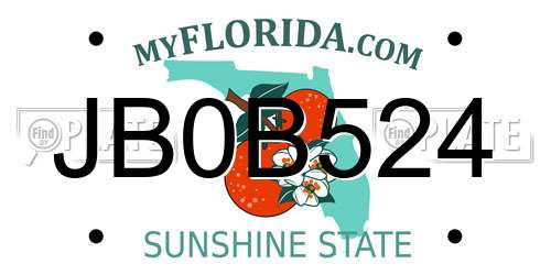 JB0B524 Florida License Plate