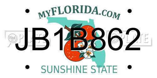 JB1B862 Florida License Plate