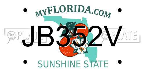 JB352V Florida License Plate