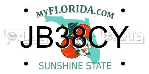 JB38CY Florida License Plate