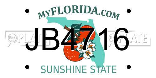 JB4716 Florida License Plate