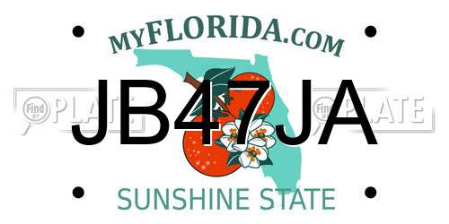JB47JA Florida License Plate