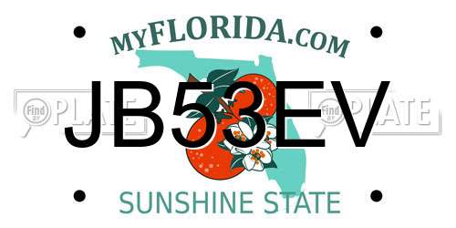 JB53EV Florida License Plate