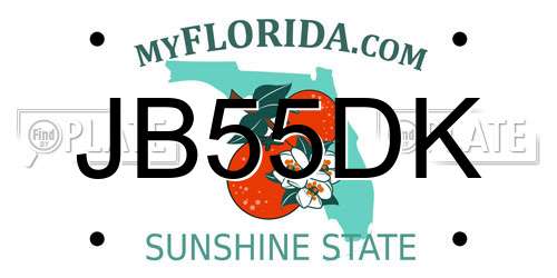 JB55DK Florida License Plate