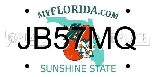 JB57MQ Florida License Plate