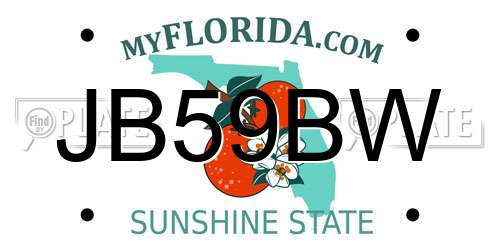 JB59BW Florida License Plate