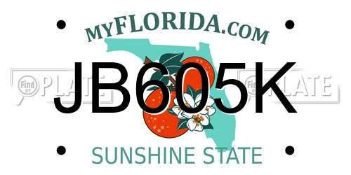 JB605K Florida License Plate