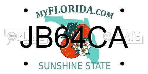 JB64CA Florida License Plate