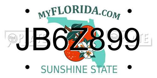 JB6Z899 Florida License Plate