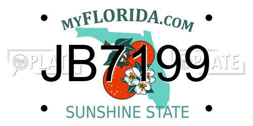 JB7199 Florida License Plate
