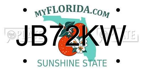 JB72KW Florida License Plate