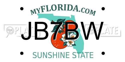 JB7BW Florida License Plate