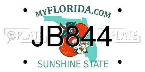 JB844 Florida License Plate