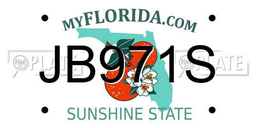 JB971S Florida License Plate