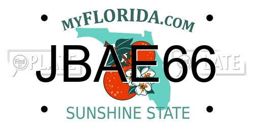 JBAE66 Florida License Plate