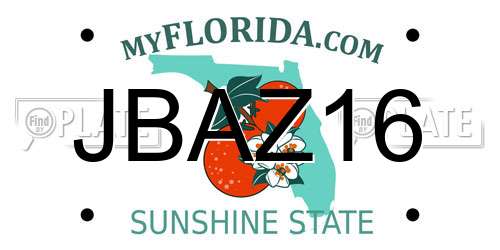 JBAZ16 Florida License Plate