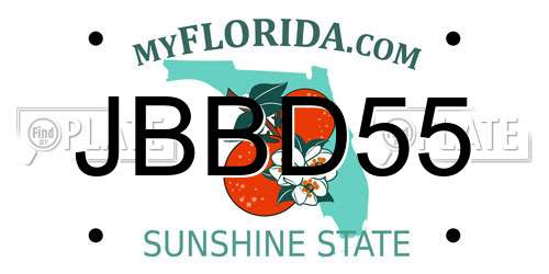 JBBD55 Florida License Plate