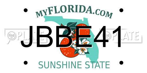 JBBE41 Florida License Plate