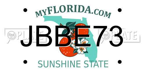 JBBE73 Florida License Plate