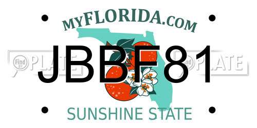 JBBF81 Florida License Plate