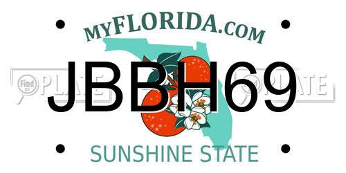 JBBH69 Florida License Plate