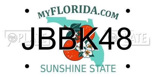 JBBK48 Florida License Plate