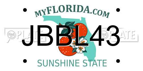 JBBL43 Florida License Plate