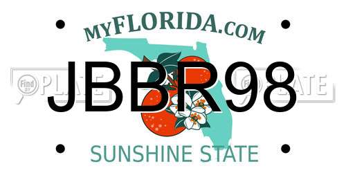 JBBR98 Florida License Plate