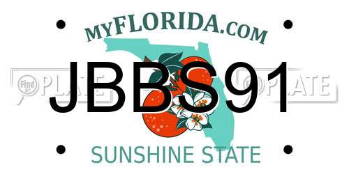 JBBS91 Florida License Plate