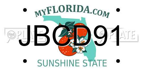 JBCD91 Florida License Plate