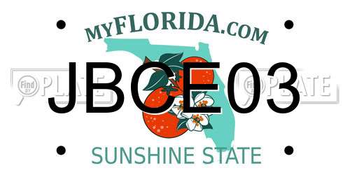 JBCE03 Florida License Plate