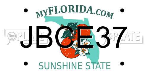 JBCE37 Florida License Plate