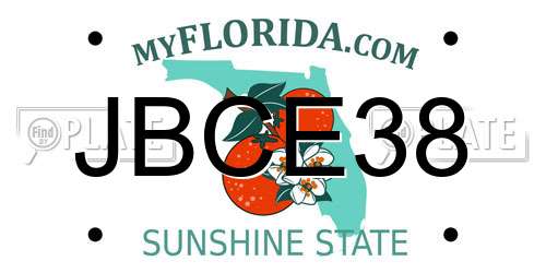 JBCE38 Florida License Plate