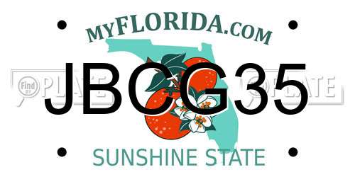 JBCG35 Florida License Plate