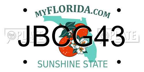 JBCG43 Florida License Plate