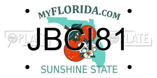 JBCI81 Florida License Plate