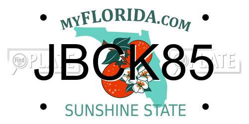 JBCK85 Florida License Plate