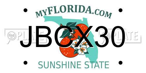 JBCX30 Florida License Plate