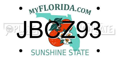 JBCZ93 Florida License Plate