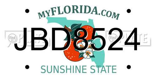 JBD8524 Florida License Plate