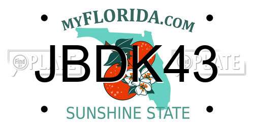 JBDK43 Florida License Plate
