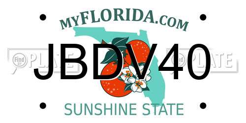 JBDV40 Florida License Plate