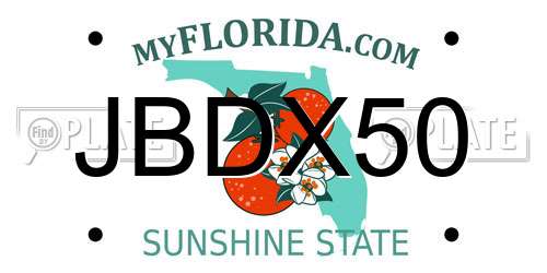 JBDX50 Florida License Plate