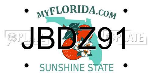 JBDZ91 Florida License Plate