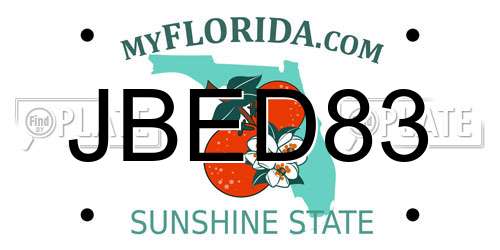 JBED83 Florida License Plate