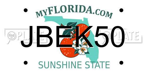 JBEK50 Florida License Plate
