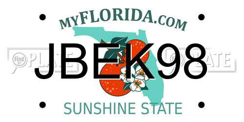 JBEK98 Florida License Plate