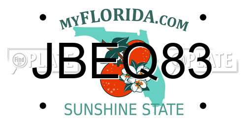 JBEQ83 Florida License Plate